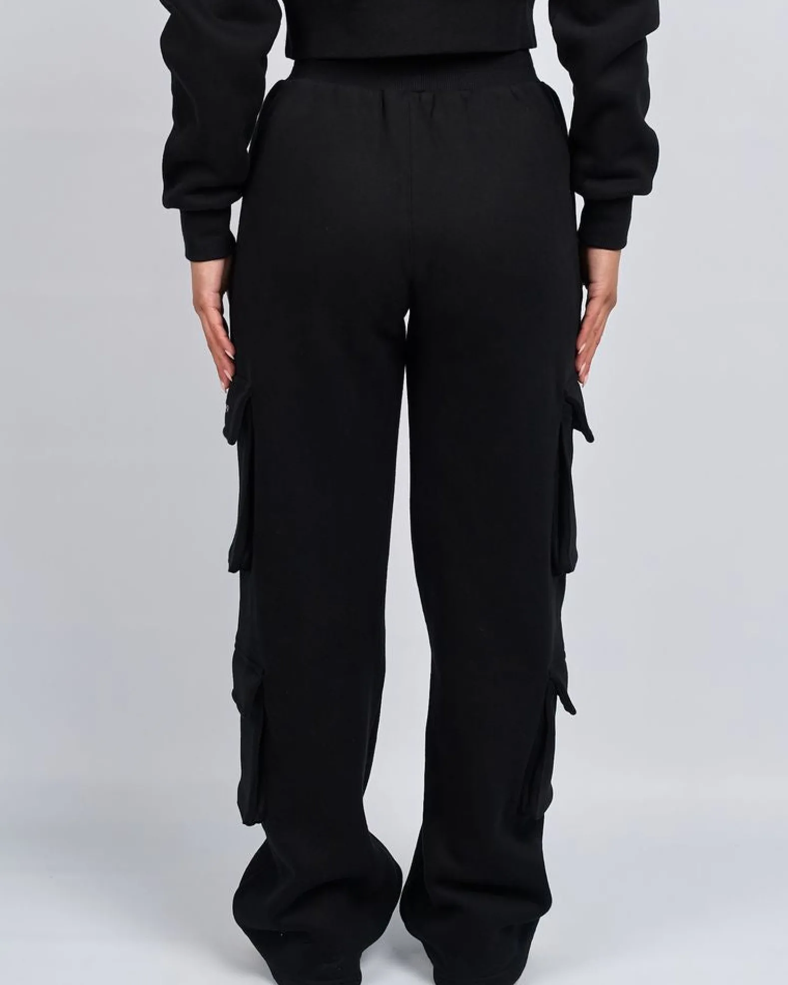 Womens Black Signature Jersey Cargo Pants