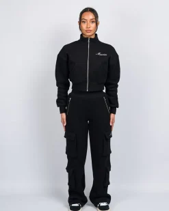 Womens Black Signature Jersey Track Jacket
