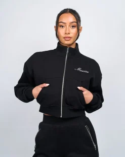 Womens Black Signature Jersey Track Jacket