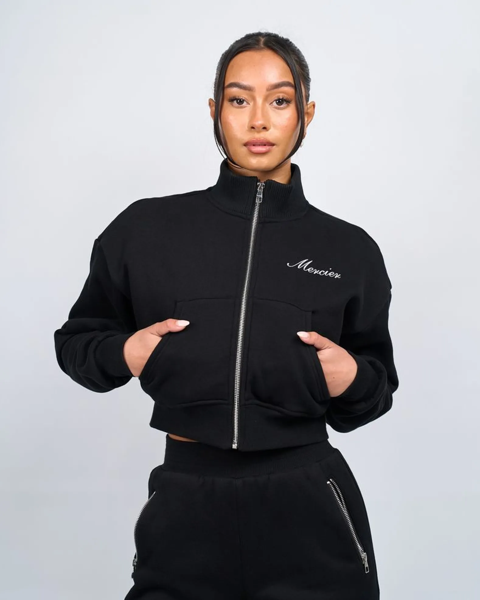 Womens Black Signature Jersey Track Jacket