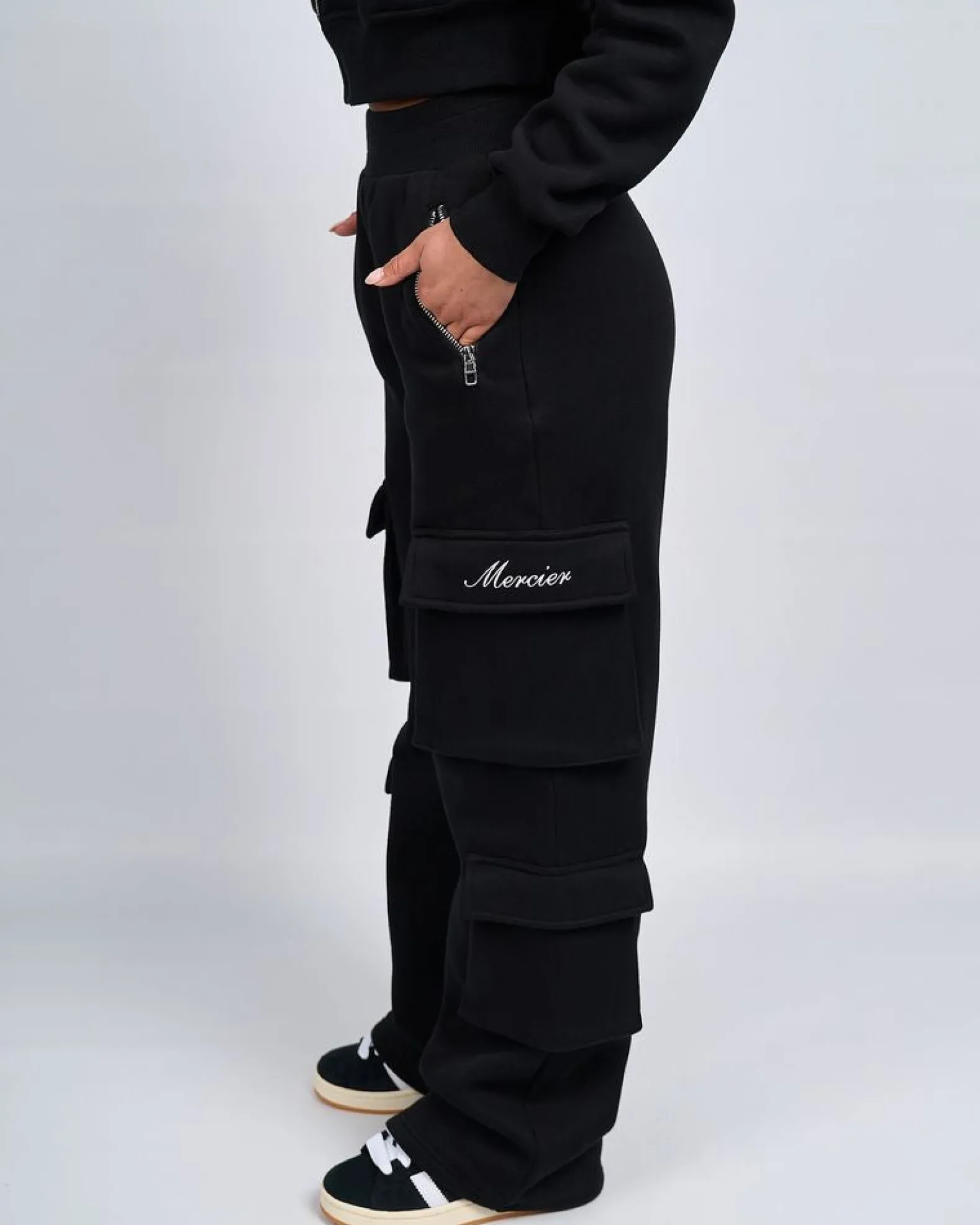 Womens Black Signature Jersey Cargo Pants
