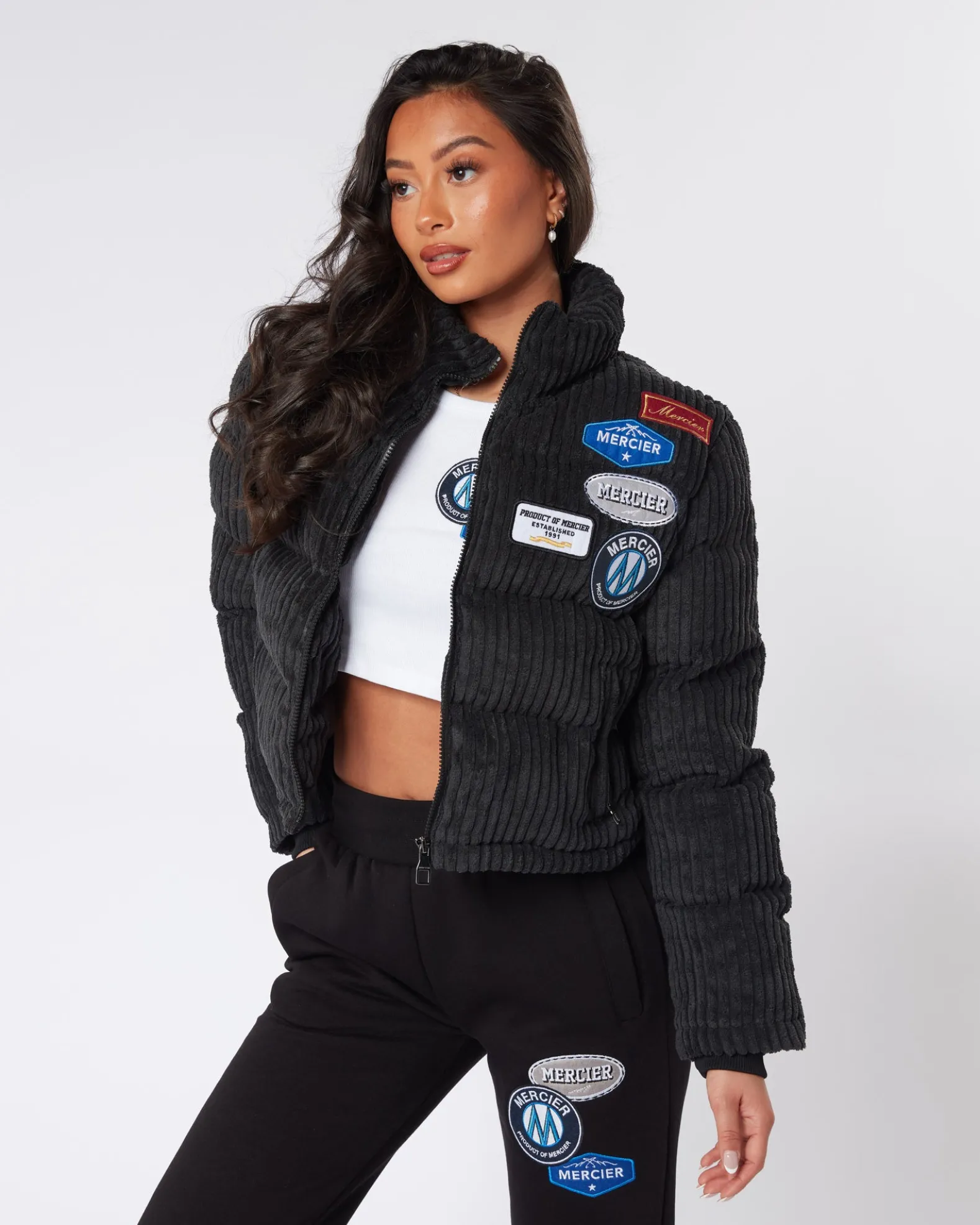 Womens Cord Black OG Badge Jacket