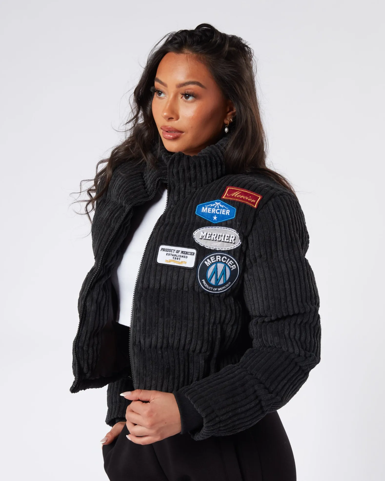 Womens Cord Black OG Badge Jacket