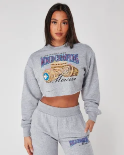 Womens Grey Marl Champions Crop Crewneck