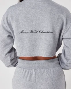 Womens Grey Marl Champions Crop Crewneck