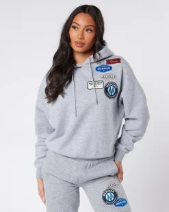 Womens Grey Marl Mercier Original Badge Hoodie