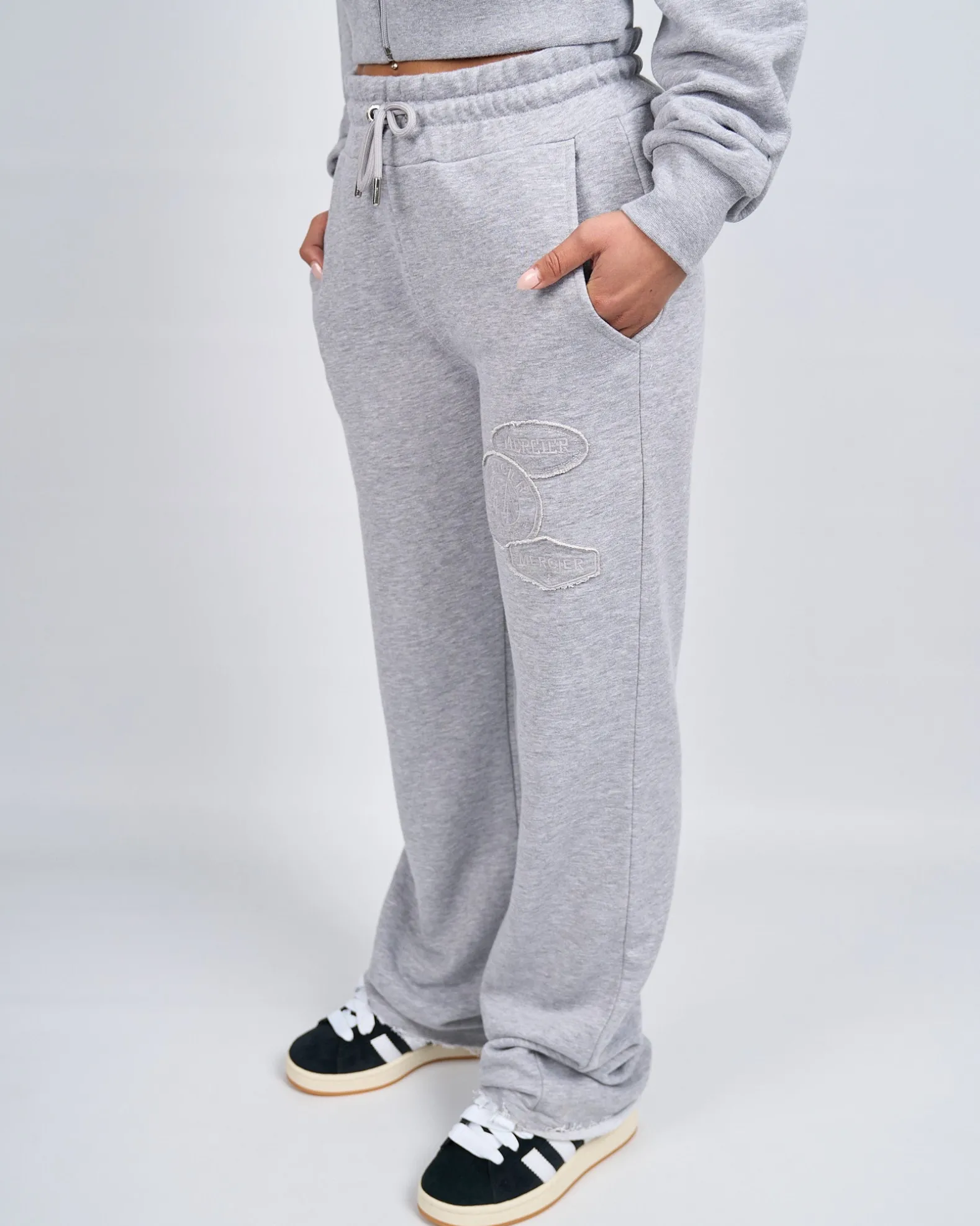 Womens Grey Marl OG Badge Raw Joggers