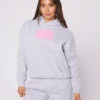 Womens Grey Pink Bubble Hoodie