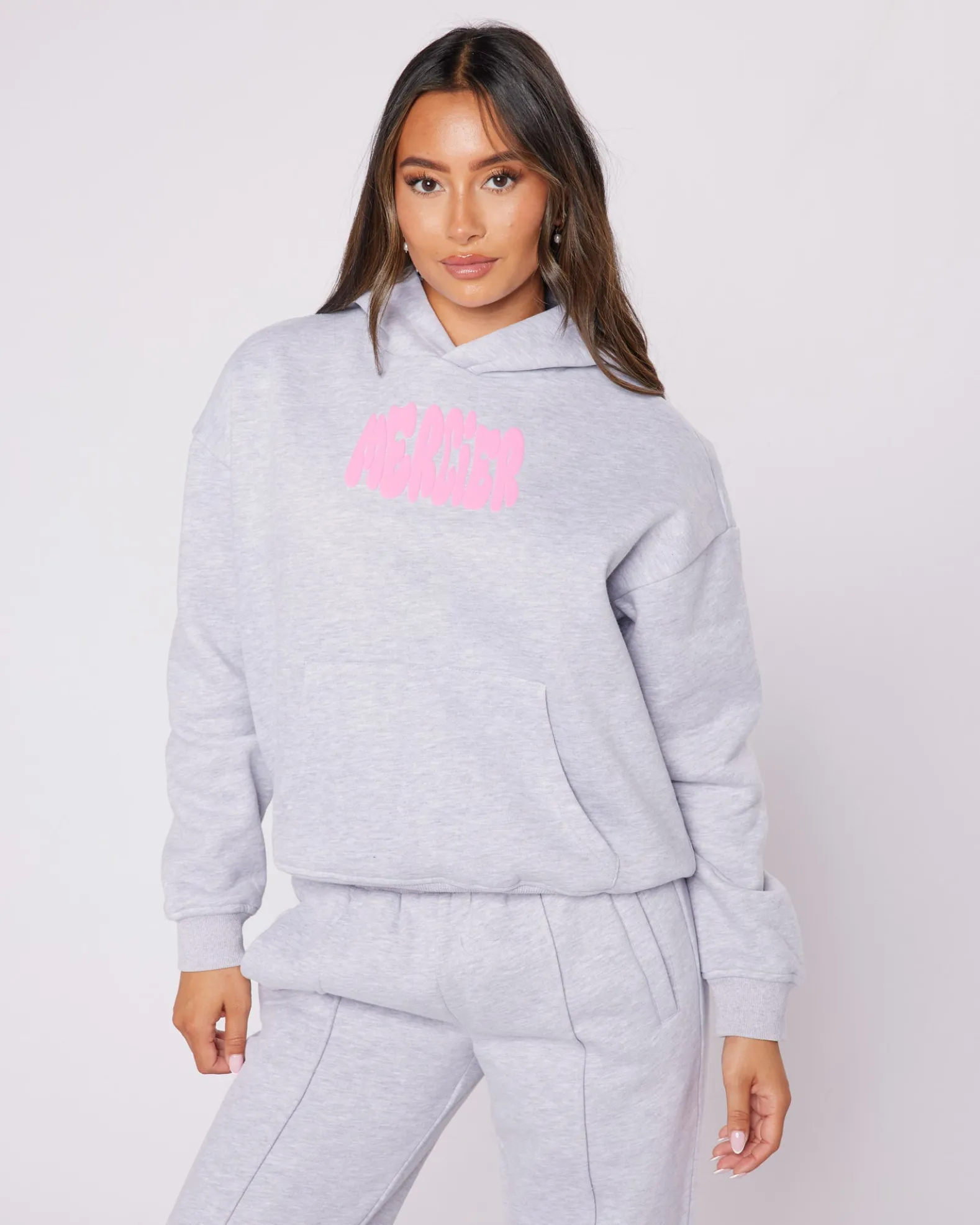 Womens Grey Pink Bubble Hoodie