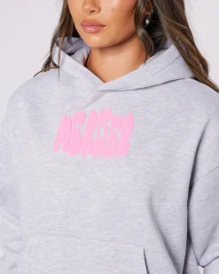 Womens Grey Pink Bubble Hoodie