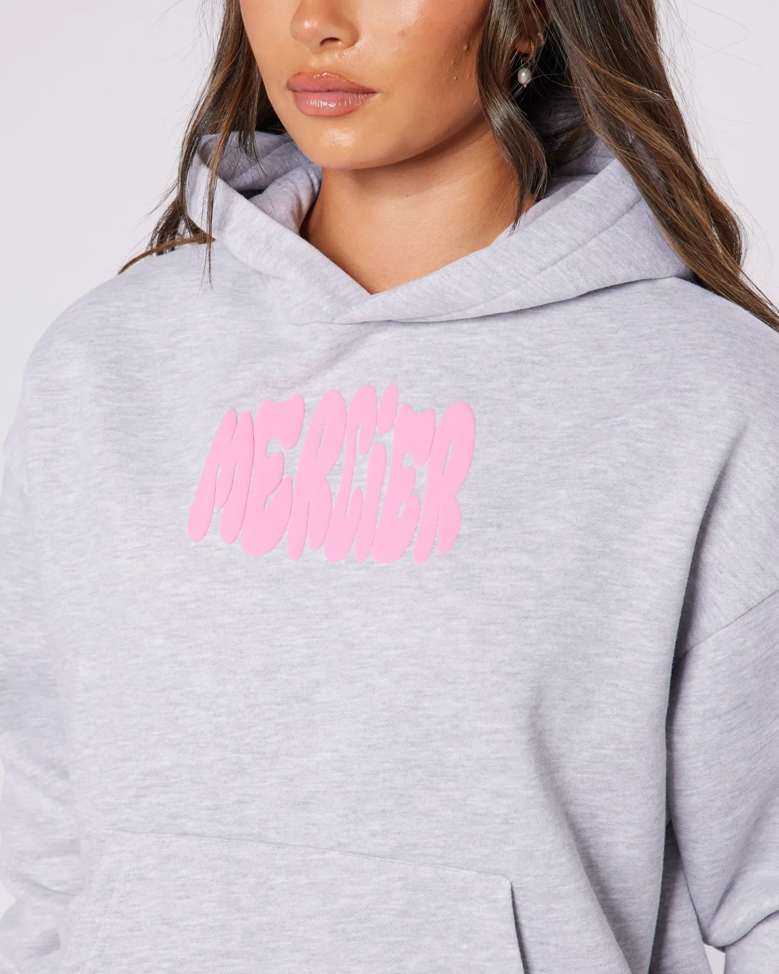 Womens Grey Pink Bubble Hoodie