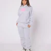 Womens Grey Pink Bubble Jogger