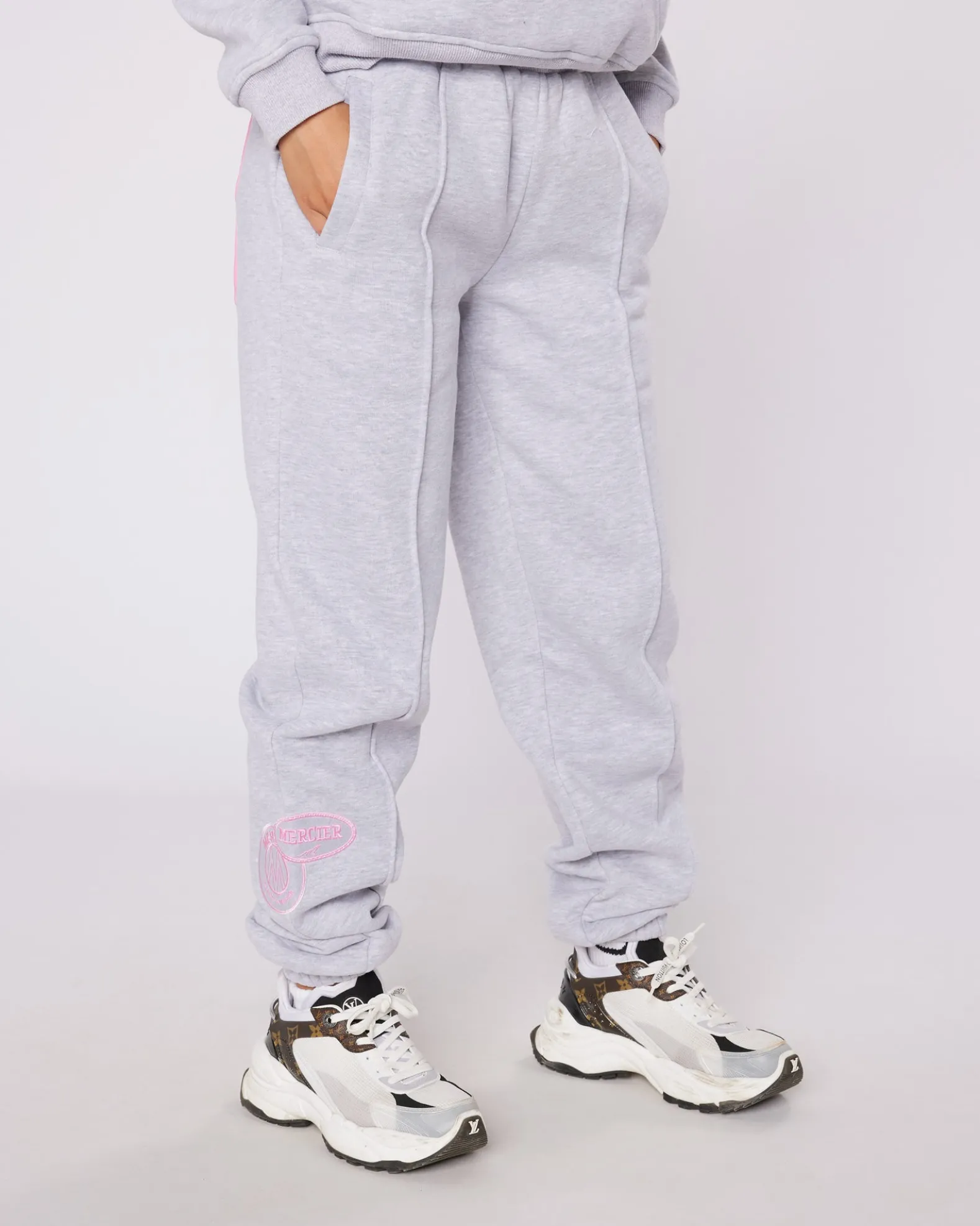 Womens Grey Pink Bubble Jogger