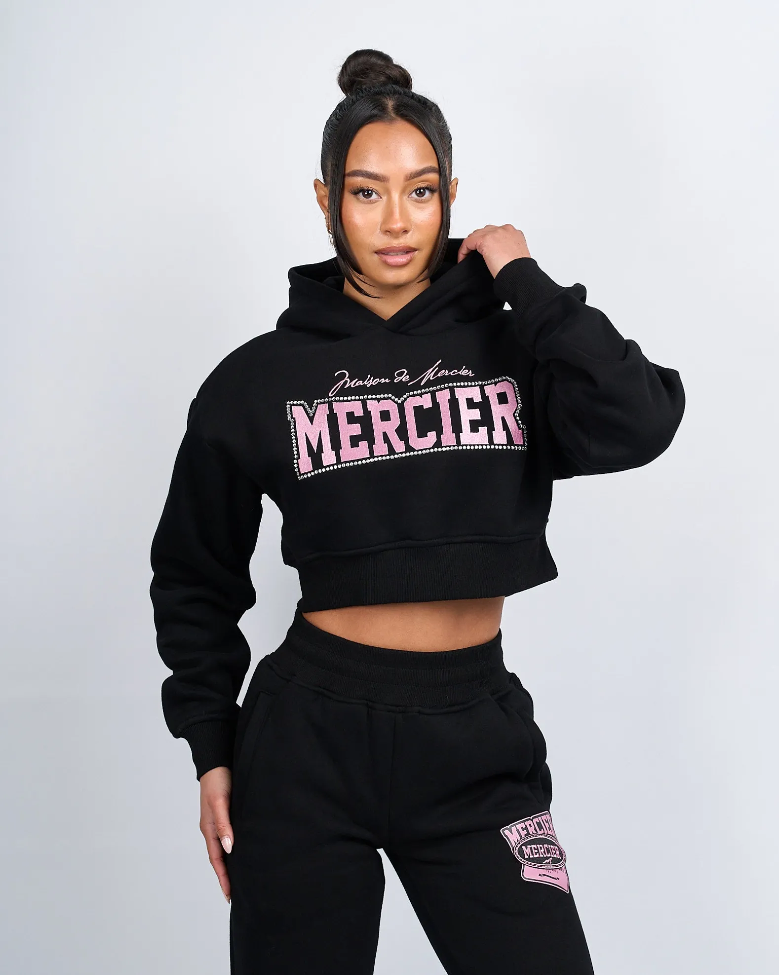 Womens Maison De Mercier Diamante Cropped Hoodie