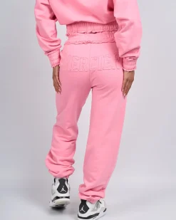 Women's Pink Distressed Joggers