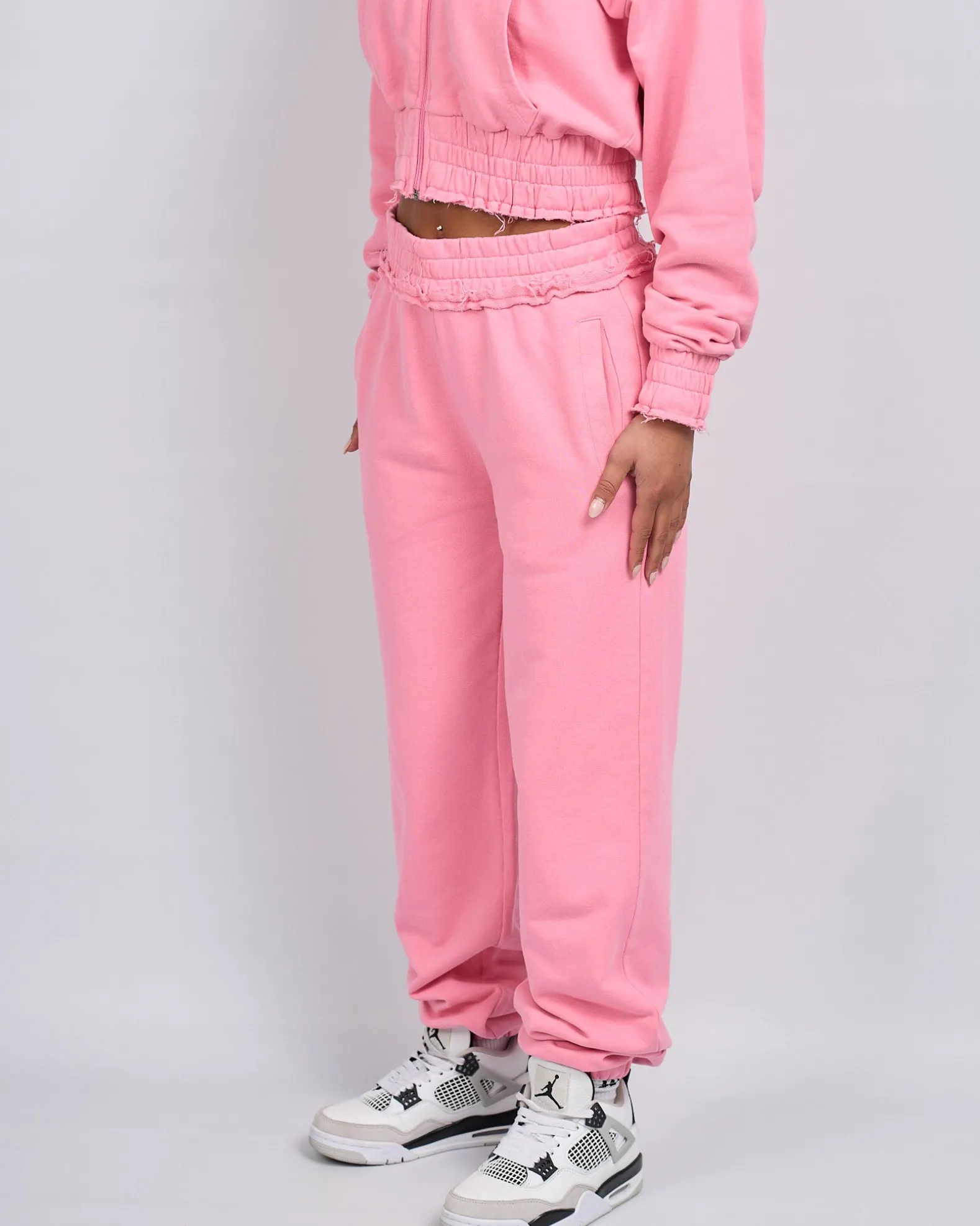 Women's Pink Distressed Joggers