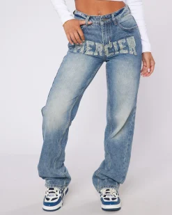 Womens Raw Edge Denim Jeans