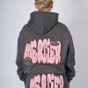 Womens Slate Pink Bubble Hoodie