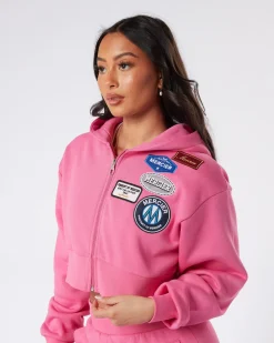 Womens Strawberry Moon OG Badge Cropped Zip Up