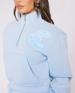 Womens Washed Blue OG Quarter Zip