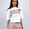 Womens White Kansas Cropped Tshirt