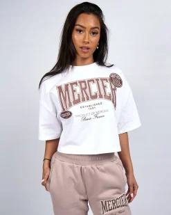 Womens White Kansas Cropped Tshirt