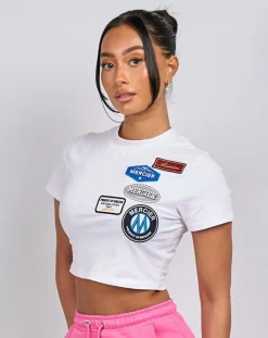 Womens White OG Badge Cropped Baby Tshirt