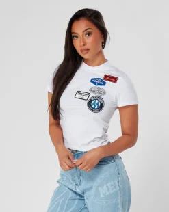 Womens White OG Badge Fitted Tshirt