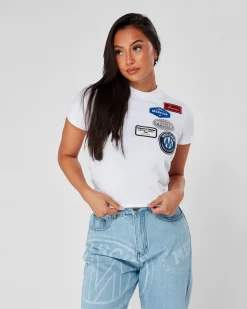 Womens White OG Badge Fitted Tshirt