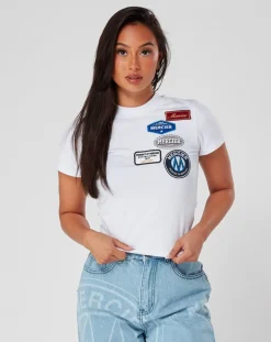 Womens White OG Badge Fitted Tshirt