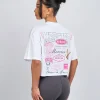 Womens White Pink Multi Tour Cropped Tshirt
